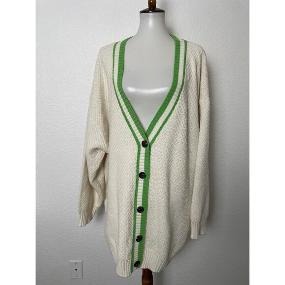 Future Collective Sweater Cardigan Varsity Textured Stretch Knit - Picture 1 of 9